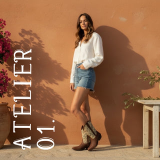 Model Met Kelim Boots In Mediterrane Setting