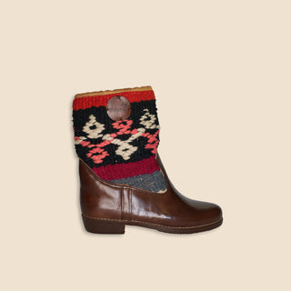 ANETA Kelim Boots Kastanjebruin Laag