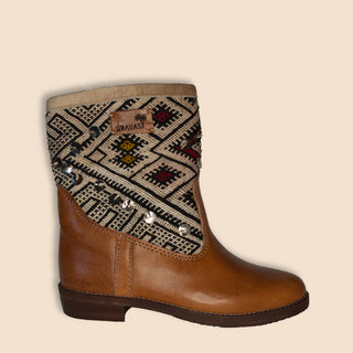 NEKANA Kelim Boots Cognac Laag