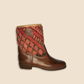 RAMONA Kelim Boots Kastanjebruin Laag