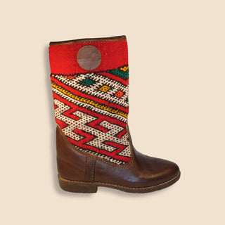 ROCIO Kelim Boots Kastanjebruin Hoog