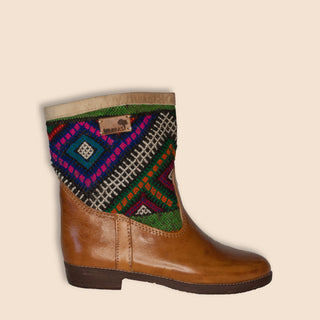 VITORIA Kelim Boots Cognac Laag
