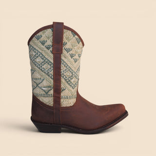 Kelim Boots Met Groen En Beige Motief
